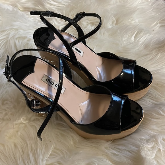 Like new Black miu miu platform high heels with crystals - Picture 2 of 6